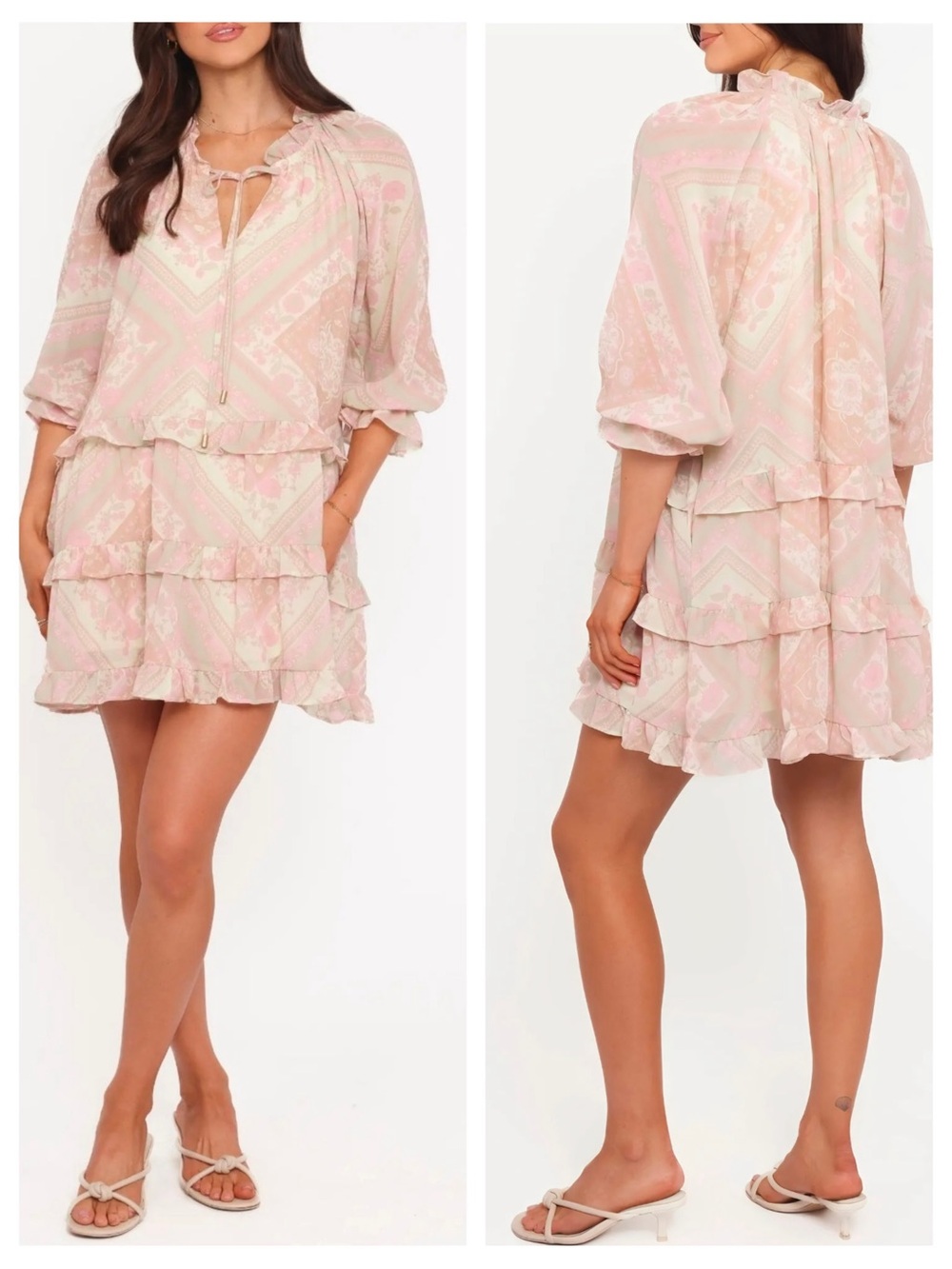 Petal & Pup NEW Hawken Floral Ruffles Tiered M Pockets Mini Deess Flouncy Rose